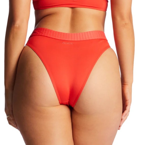 Billabong Lined Up The Rise Bikini Swim Bottoms Bright Poppy Red Medium - Picture 1 of 12